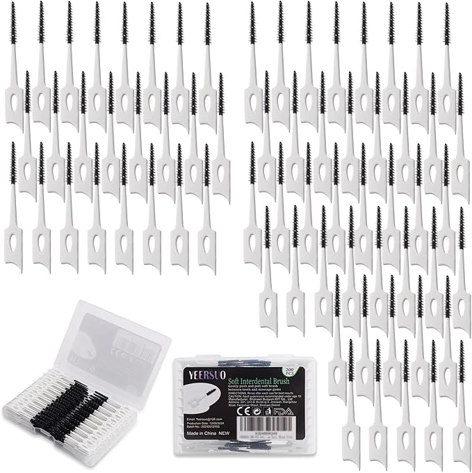 200 PCS Soft Dental Floss Picks, Dental Picks with case, Toothpicks Brush Between Teeth, Tooth Flossing Brush Disposable for Cleaning, Toothbrush Clean Tool, Black Color