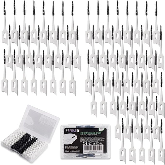 200 PCS Soft Dental Floss Picks, Dental Picks with case, Toothpicks Brush Between Teeth, Tooth Flossing Brush Disposable for Cleaning, Toothbrush Clean Tool, Black Color