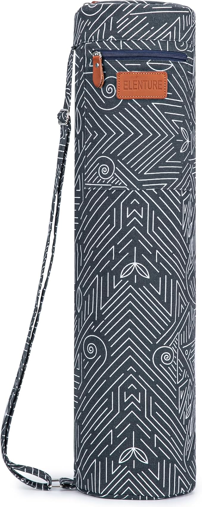 Canvas Yoga Mat Bag with Adjustable Strap & Pockets, Full-Zip Travel Gym Tote for Women & Men, Fits 1/4" & 1/3" Thick Mats, Lightweight Carrier for Yoga, Workout, Outdoor Use