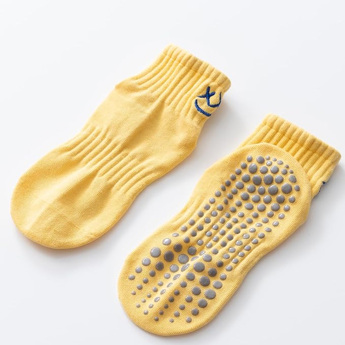 Yoga Pilates Socks with Grips for Women Non Slip Colorful Cushioned Ankle Socks for Barre Ballet Dance