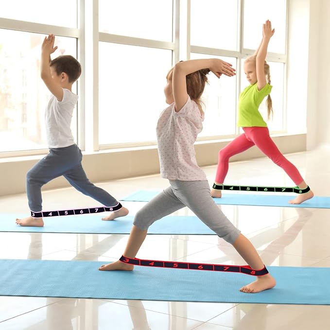 Lenwen 8 Pcs Elastic Yoga Stretching Strap 39.37 Inch Adjustable Multi Loop Stretch Strap Training Dance Stretch Band for Leg Pilates Gymnastics Home Exercise Workout Equipment Adult Children, 8 Color