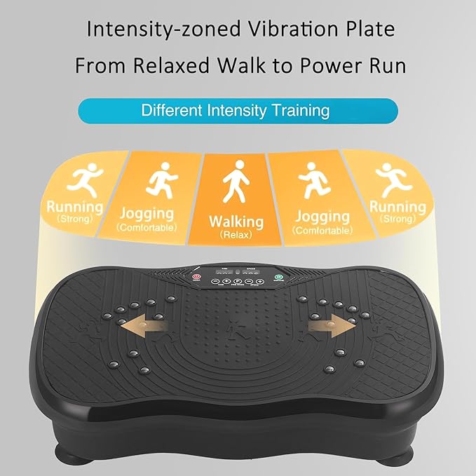 Whole Body Vibration Plate Exercise Machine – Power Vibrating Plate for Lymphatic Drainage Weight Loss, Shake Plate Exercise Platform with Touch Screen & Resistance Bands, Equipment for Women Men