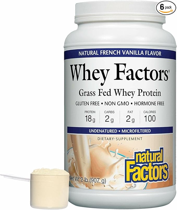 Natural Factors Whey Factors, French Vanilla, 2-Pound (Pack of 6)
