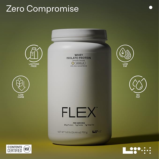 LTH Flex Whey Protein Isolate - Trusted by Life Time Members - Lactose-Free Protein Powder - NSF Certified for Sport - Low Fat, No Added Sugar & Low Carb - Vanilla (30 Servings)