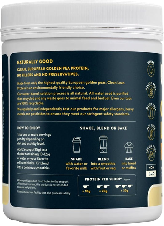 Nuzest - Pea Protein Powder - Clean Lean Protein, Premium Vegan Plant Based Protein Powder, Dairy Free, Gluten Free, GMO Free, Protein Shake, Just Natural (UNFLAVORED), 20 Servings, 1.1 lb