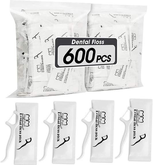 AZEN 600 Count Dental Floss Bulk, Individually Wrapped Floss Picks, Toothpicks Flossers for Adults, Ideal Travel Flossers for Deep Cleaning