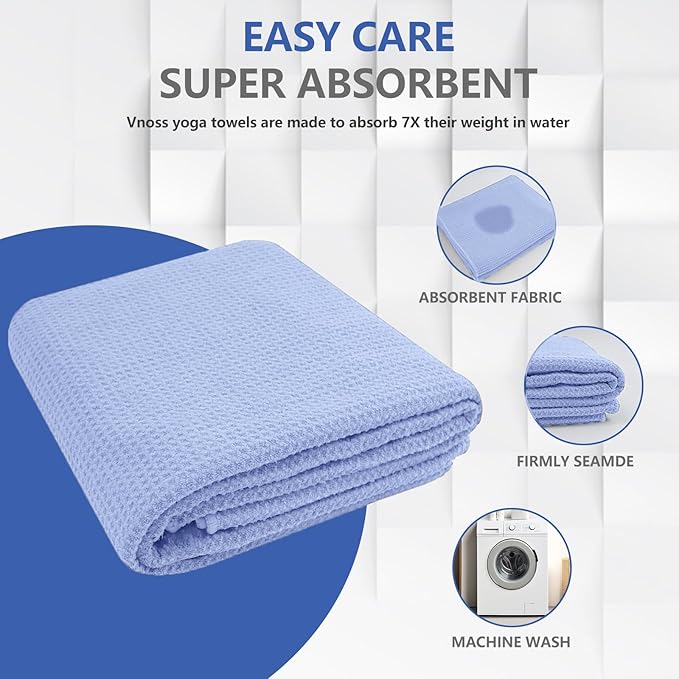 Hot Yoga Towel - Microfiber Non Slip Yoga Mat Towel with Grip Dot Sweat Absorbent Towel for Hot Yoga, Pilates and Fitness 72" x 24", Blue