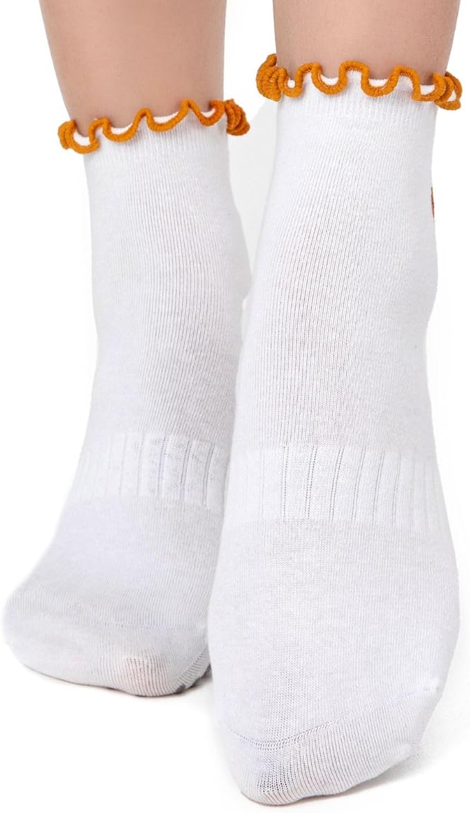 3/6 Pairs Cute Pilates Socks with Grips,Yoga Socks Barre Sock Non Slip Embroidery for Barre Ballet Workout