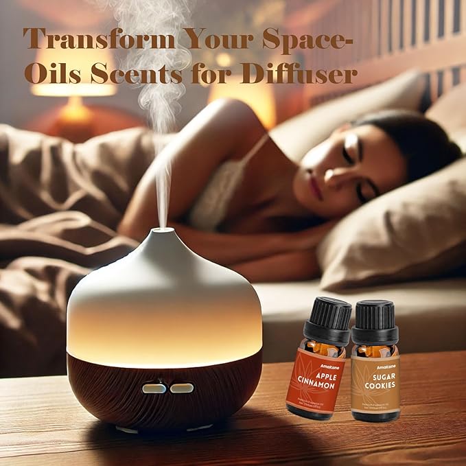 AmaKane Bakery Fragrance Oils, Fall Essential Oils, Candle Making Scents, Soap Slime Scents, Aromatherapy Diffuser Oils for Home, Apple Cinnamon, Sugar Cookies and More 6x10 ml