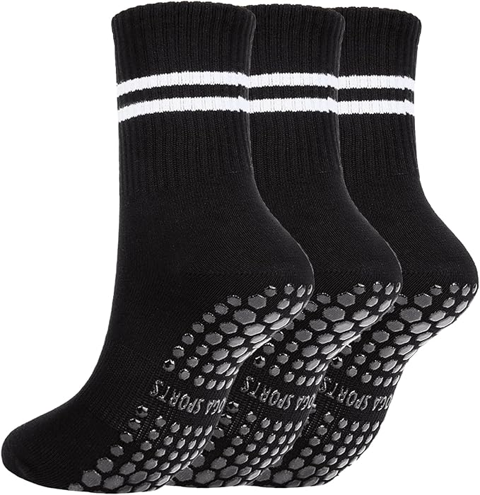 3/6 Pairs Cute Pilates Socks with Grips,Yoga Socks Barre Sock Non Slip Embroidery for Barre Ballet Workout