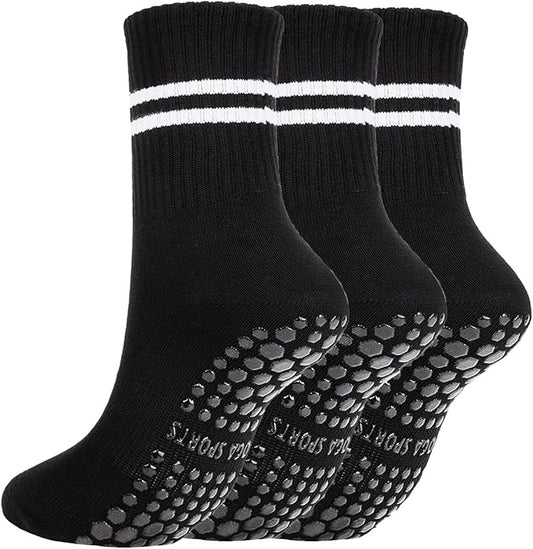 3/6 Pairs Cute Pilates Socks with Grips,Yoga Socks Barre Sock Non Slip Embroidery for Barre Ballet Workout