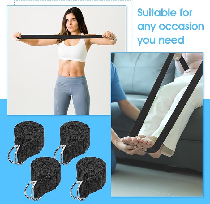 16 Pcs Yoga Strap for Stretching Bulk 6ft Exercise Stretch Band with Metal D Ring Adjustable Pilates Non Elastic Yoga Stretch Belt for Women Men Physical Fitness Gym Workout Dance