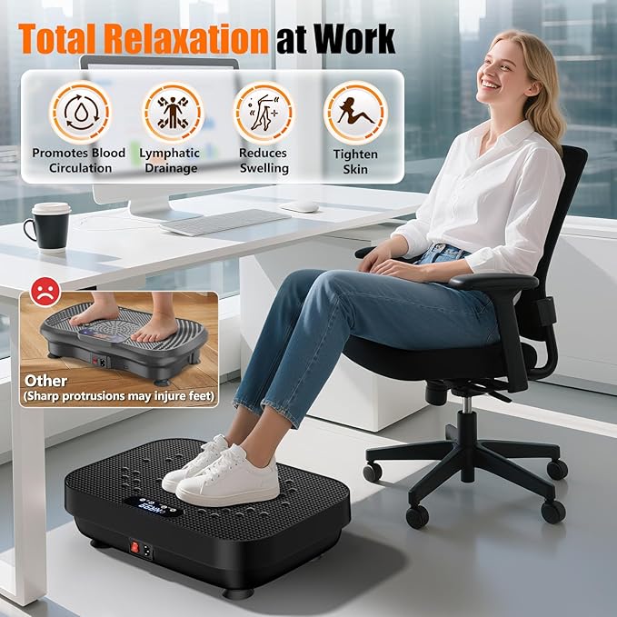 Vibration Plate Exercise Machine, 2025 Upgraded Fitness Vibrating Lymphatic Drainage Full Body Workout Shaker for Weight Loss, Featuring a 330 Lbs Capacity Vibrate Fitness Platform with 8 Modes