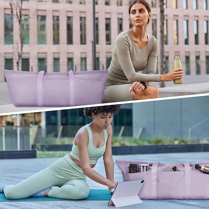 Large Yoga Mat Bag with Shoes Compartment and Wet Pocket Ladies Pilates Gym Tote Bag with Yoga Mat Holder Strap for Women Men Workout Carrier Stuff Accessories