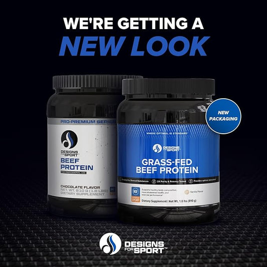 Designs for Sport Beef Protein Powder - NSF Certified for Sport Hydrolyzed Protein - Highly Absorbable with Amino Acids, Collagen Precursors - Bone Broth Protein for Athletes (Chocolate, 30 Servings)