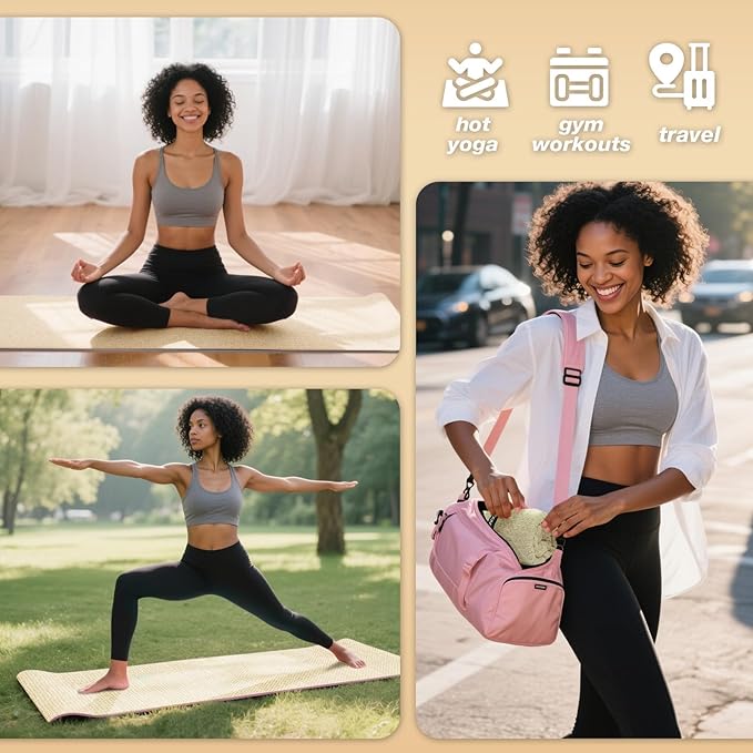 2 Pack Hot Yoga Towel, Yoga Mat Towels Non Slip for Hot Yoga with Strap, Microfiber Yoga Accessories, Soft Absorbent Quick Dry, Pilates Exercise Fitness 24" X 72"Beige