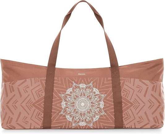Gonex Yoga Mat Bag, Extra Large Canvas Gym Bag with Waterproof Pocket Metal Zipper, Fits Mat & Blocks, Stylish Yoga Mat Carrier for Women, Ideal for Yoga, Pilates, Workout, Travel