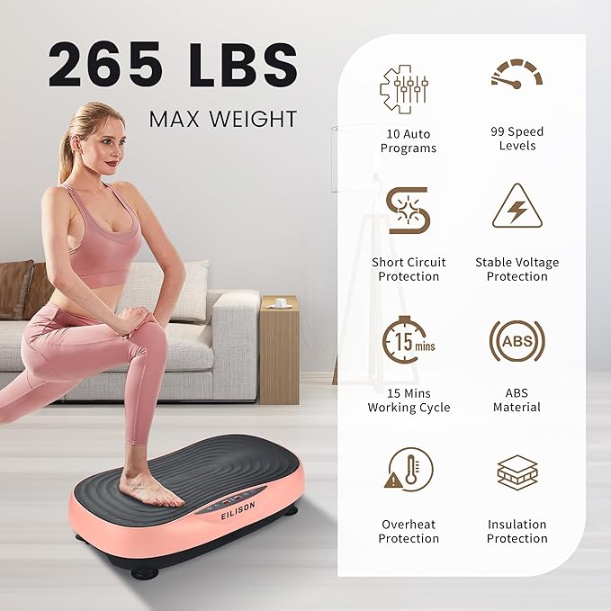 EILISON Glory Vibration Plate Exercise Machine - Lymphatic Drainage Whole Body Workout Vibration Platform, 99 Adjustable Speeds Power Shaping , Weight Loss Weight Loss, 350 lbs Capacity