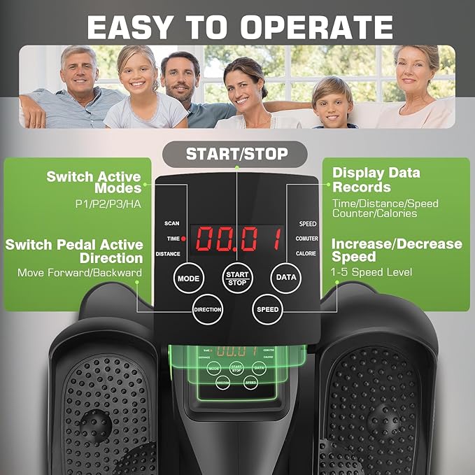 ANCHEER Under Desk Elliptical Machine - Quiet Pedal Exerciser for Seniors, Office & Home, Low-Impact Seated Leg Workout Equipment, Smart LCD Display, Remote Control