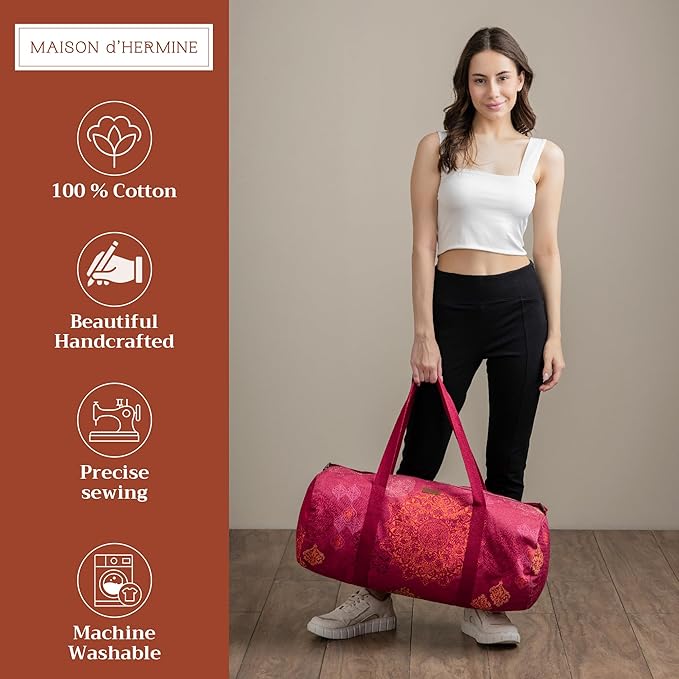 Maison d' Hermine Yoga Mat bag, Cylindrical bag for Woman&Men, yoga mat Bag &Adjustable shoulder straps Yoga Mat Carrier Bag with Drawstring Water Bottle Pocket and zipper pocket