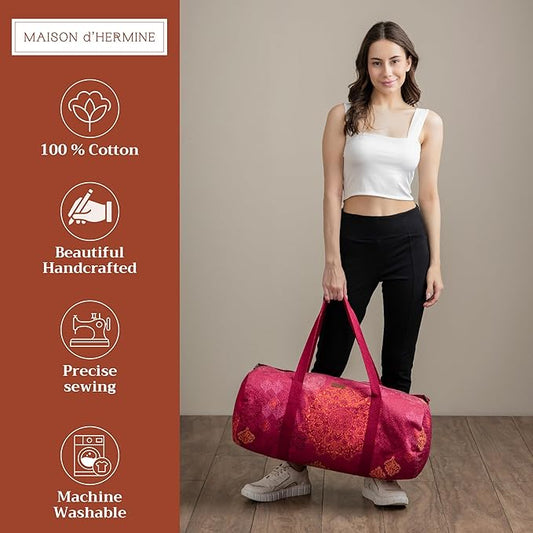 Maison d' Hermine Yoga Mat bag, Cylindrical bag for Woman&Men, yoga mat Bag &Adjustable shoulder straps Yoga Mat Carrier Bag with Drawstring Water Bottle Pocket and zipper pocket