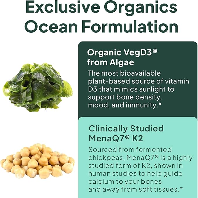 Better D3 + K2-100% Organic VIT D3 and K2 Supplements with Maximum Bioavailability - Supports Bone Density, Calcium Balance, Immunity & Mood - 4-Pack, 120-Day Supply