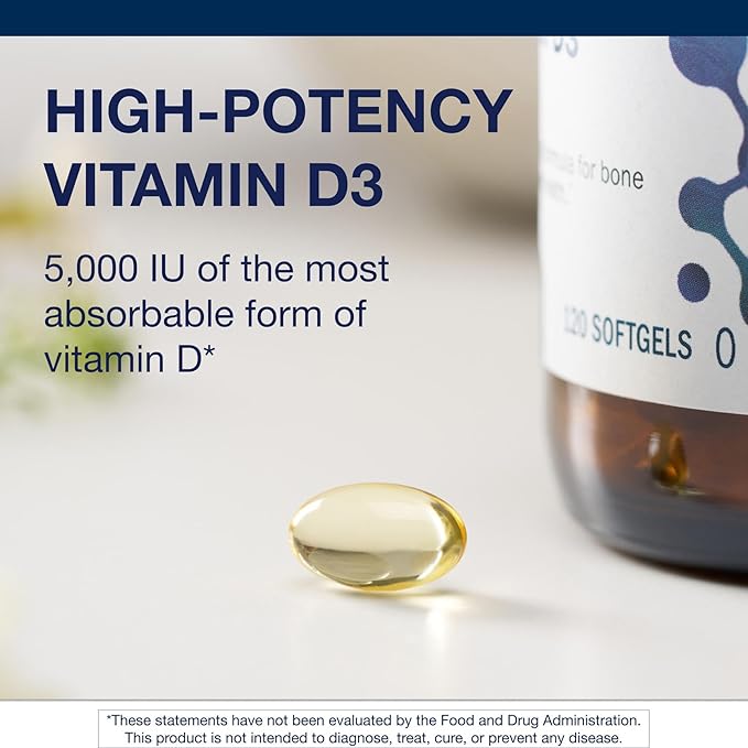 Metagenics Vitamin D3 5000 IU Supplement - High Potency Softgels for Comprehensive Immune, Bone & Heart Health Support* - 4-Month Supply - Non-GMO & Gluten-Free - 120 Count