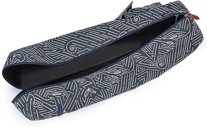 Canvas Yoga Mat Bag with Adjustable Strap & Pockets, Full-Zip Travel Gym Tote for Women & Men, Fits 1/4" & 1/3" Thick Mats, Lightweight Carrier for Yoga, Workout, Outdoor Use