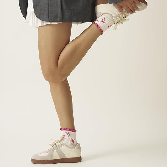 Shapes Studio Crew Half Calf Grip Socks, Cutest Fruits Pilates Socks, Ruffle socks, Non-Slip, Barre Yoga Fitness