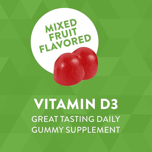 Nature's Way Vitamin D3 Gummies, Supports Immune and Bone Health*, 2000 IU (50 mcg) per 2-gummy Serving, Mixed Fruit Flavored, 120 Gummies