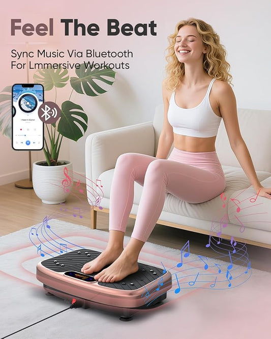 Vibration Plate Exercise Machine, Vibrating Plate Platform for Lymphatic Drainage with 200 Adjustable Speeds, Power Vibration Plate for Weight Loss & Fitness, Supports Max Weight 450 Lbs
