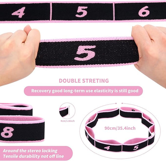 Lenwen 8 Pcs Elastic Yoga Stretching Strap 39.37 Inch Adjustable Multi Loop Stretch Strap Training Dance Stretch Band for Leg Pilates Gymnastics Home Exercise Workout Equipment Adult Children, 8 Color