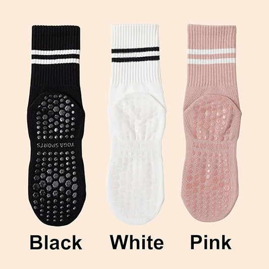 3 Pairs Womens Pilates Socks with Grips Yoga Socks Non Slip Grip Socks for Women for Gym Athletic Barre