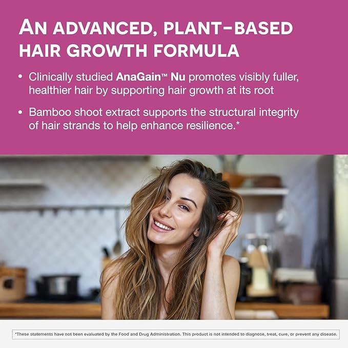EZ Melts Dissolvable Multivitamin for Women + Hair Growth with Biotin, Bamboo Extract & Clinically Studied AnaGain Nu, Supports Visibly Healthier, Stronger Hair, Sugar-Peach Flavor - 1 Pack