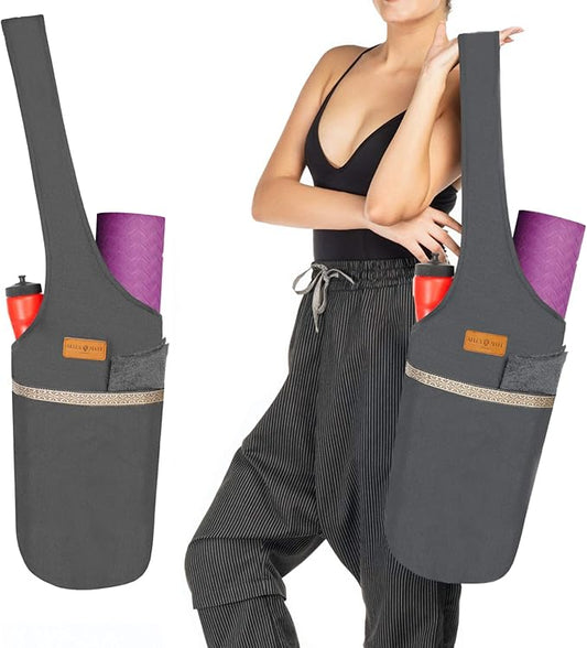 ALLEN & MATE Unisex Yoga Exercise Mat Bag with Large Size Pocket, Big Capacity Mat Tote Shoulder Carrier for Men & Women