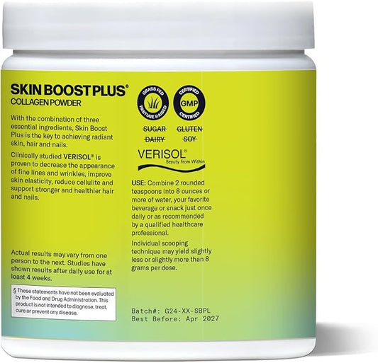 Sparkle Wellness VERISOL Bioactive Hydrolyzed Collagen Peptides | Collagen Powder with Vitamin C & Hyaluronic Acid for Hair, Skin, and Nail Health | Skin Boost Plus (Acai Lemonade) [30-Serves]