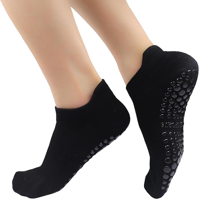 Tamlien Yoga & Pilates Grip Socks - Non-Slip, Barefoot, Pregnant-Friendly Crew Socks for Yoga, Barre & Sports
