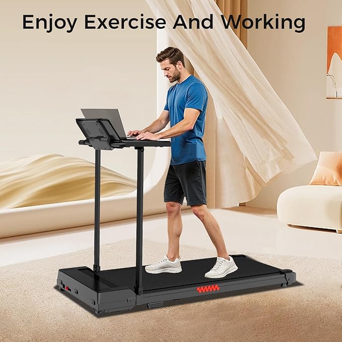 Treadmill with Handles, Walking Treadmills for Home Small Spaces, 3.0HP Walking Pad Treadmills with Handle Bar & LED Display, Treadmill with Desk Workstation for Home Office, 320 LBS Capacity