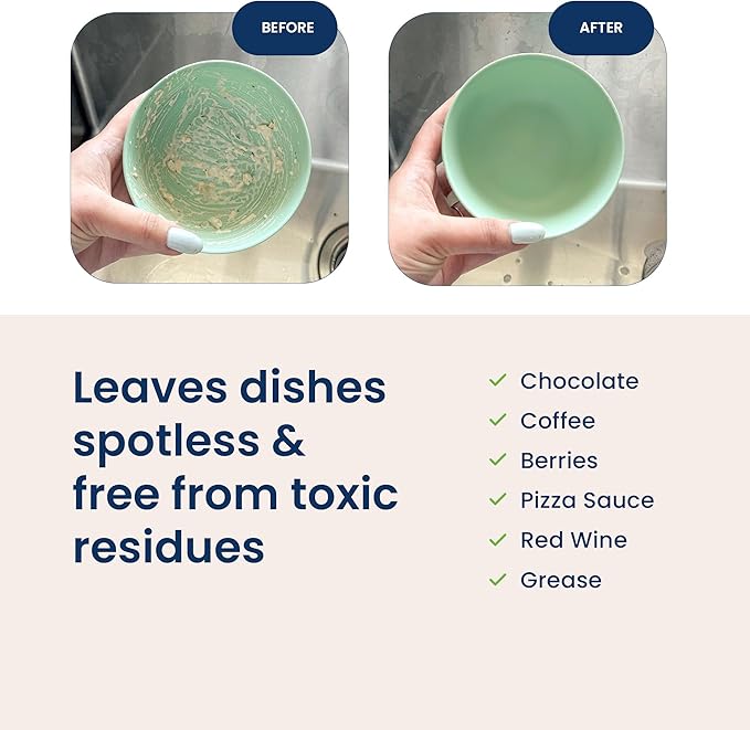 Truly Free Natural Dishwasher Booster & Rinse Aid - Non-Toxic Dishwashing Aid Formula, Removes Residue & Tough Dish Stains, Water Spot Remover - Pack of 3