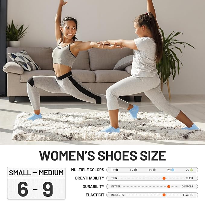 7 Pairs Pilates Socks with grips for Women- Non Slip, Ankle Yoga Socks for Yoga, Pilates, Ballet & Barre,Christmas gifts