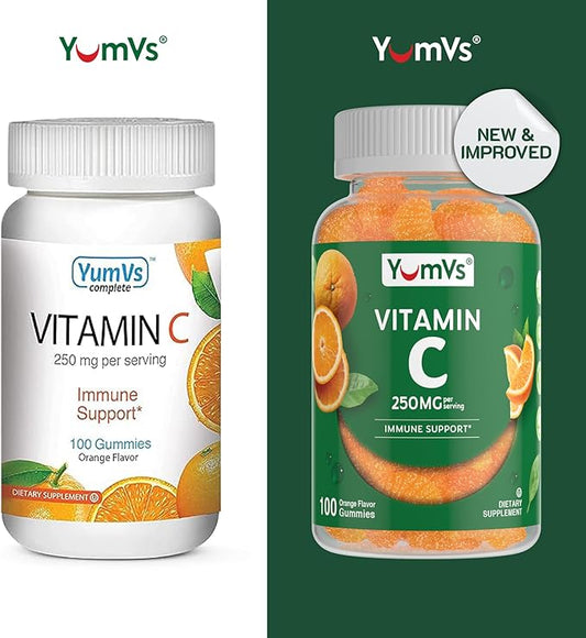 Vitamin C Gummies for Adults - 250 mg Yummy Vitamin C Gummy - VIT C Gummies - Immune Support Supplement -Orange Flavored Kosher, Halal, Gluten Free (100 Count)