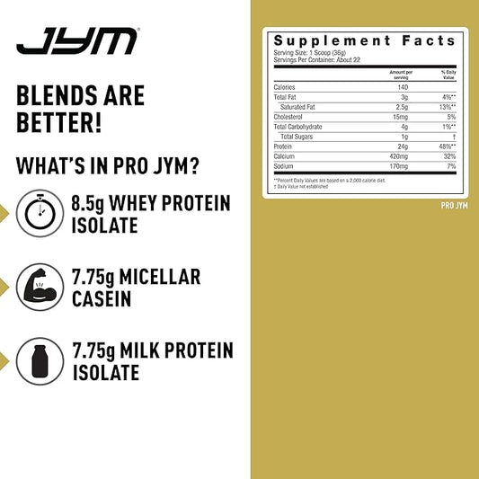 Pro JYM Chocolate Cookie Crunch Protein Powder - Whey Protein Isolates, Casein, & Milk Protein, Lean Muscle Building for Men & Women, JYM Supplement Science, 45 Servings