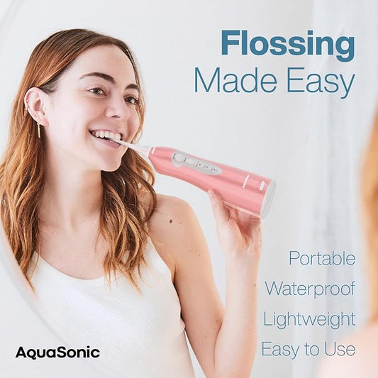 AquaSonic Water Flosser - Cordless Rechargeable Water Flossers for Teeth Cleaning - Waterproof Aqua Flosser, Portable Oral Irrigator for Dental Cleaning with 5 Jet Tips – Braces Home Travel