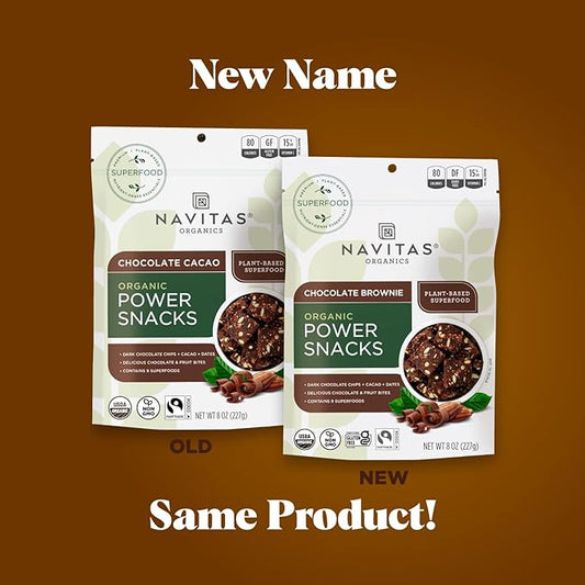 Navitas Organics Superfood Power Snacks, Chocolate Cacao, 8oz. Bag — Organic, Non-Gmo, Gluten-Free
