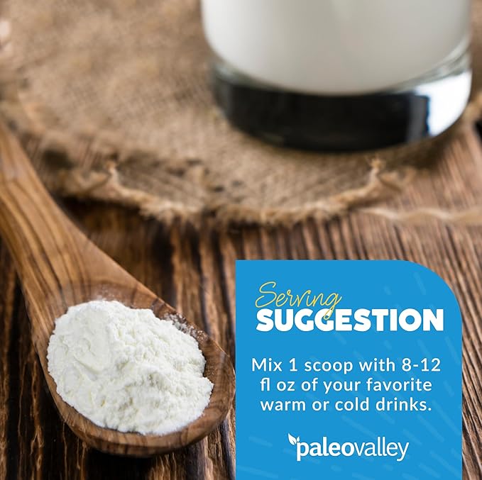 Paleovalley 100% Grass Fed Beef Bone Broth Protein Powder - Rich in Collagen Peptides for Hair, Skin, Gut Health, Bone and Joint Support - 15g Protein Per Serving - No Gluten or GMOs - Vanilla