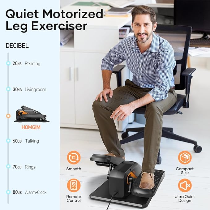 HOMGIM Under Desk Elliptical Machine - Quiet Motorized Leg Exerciser with Smart Remote, 12-Speed Manual Programs Auto/3 Auto Programs LCD Display & Bidirectional Motion for Home/Office