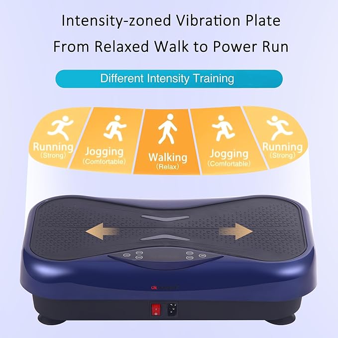Whole Body Vibration Plate Exercise Machine – Power Vibrating Plate for Lymphatic Drainage Weight Loss, Shake Plate Exercise Platform with Touch Screen & Resistance Bands, Equipment for Women Men
