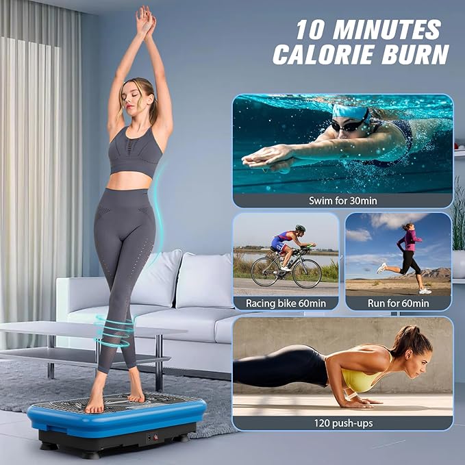 Vibration Exercise Plate – Full Body Fitness Platform for Home Gym, Lymphatic Drainage & Fat Burning Workout Machine, Weight Loss & Muscle Toning Equipment for Women & Men