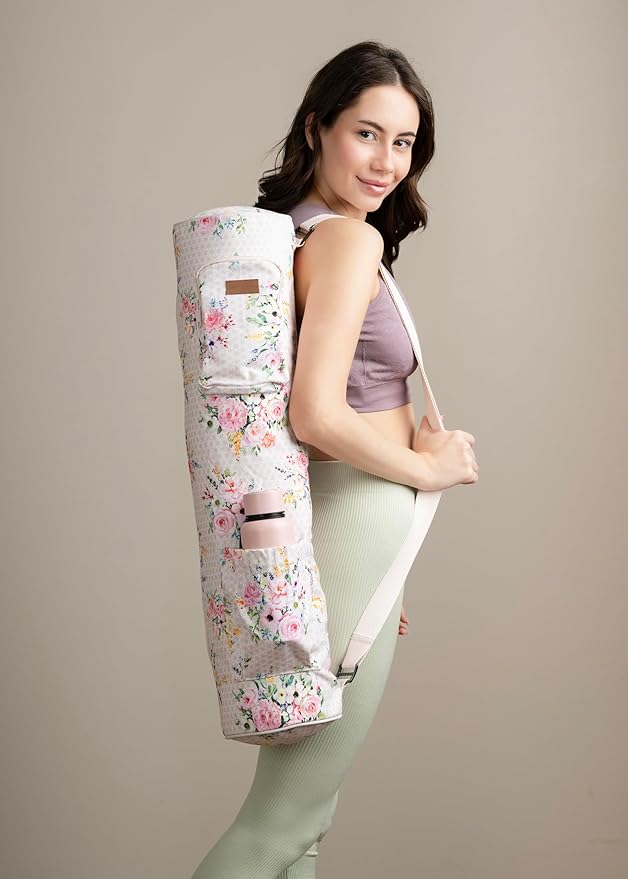 Maison d' Hermine Yoga Mat bag, Cylindrical bag for Woman&Men, yoga mat Bag &Adjustable shoulder straps Yoga Mat Carrier Bag with Drawstring Water Bottle Pocket and zipper pocket