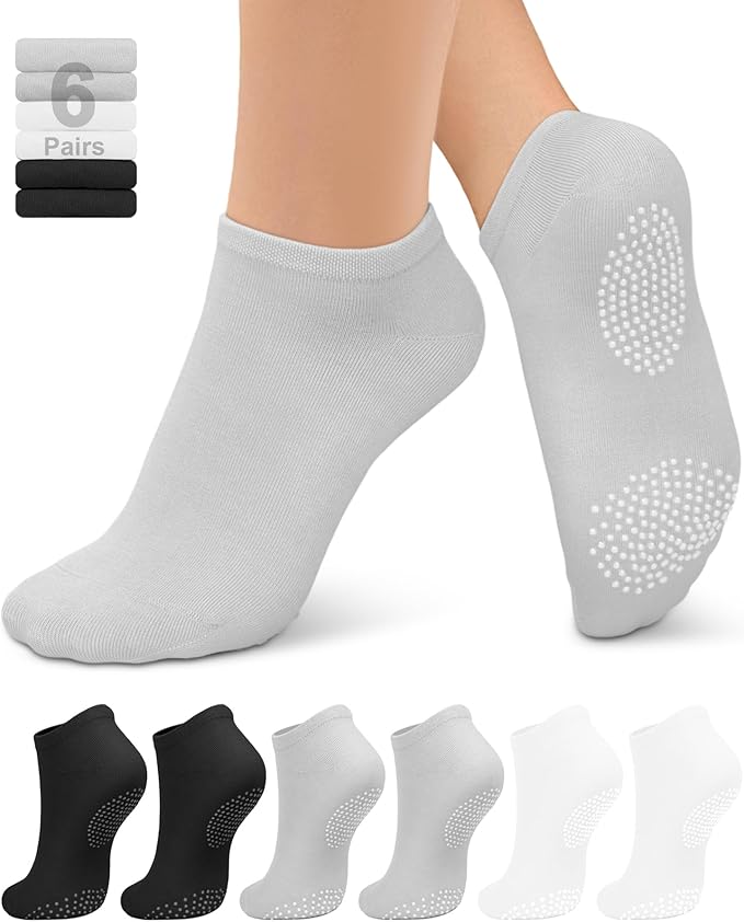 YeuG 4/6 Pairs Pilates Socks for Women - Non Slip Grip Socks for Yoga, Barre, Hospital, Barefoot
